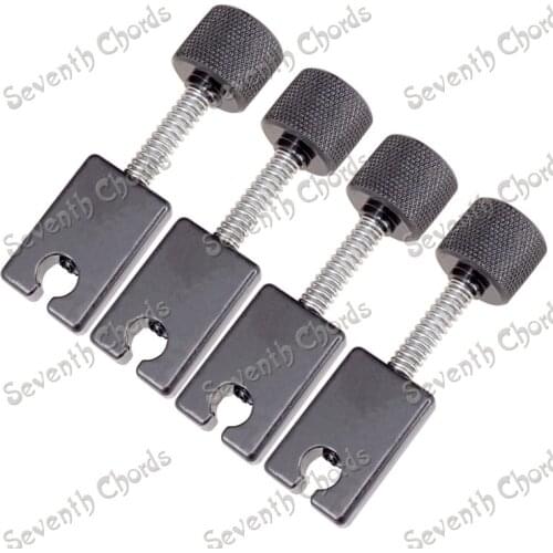 A Set of 4 Pcs Headless Bass Guitar Bridge String Saddles / Black