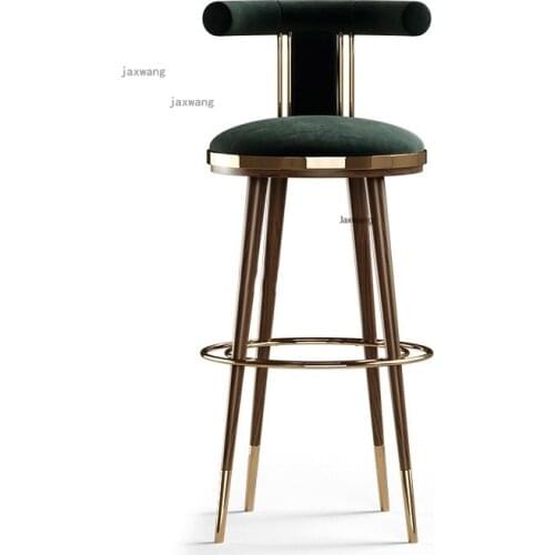 Nordic Bar Chairs Customized Swivel Luxury Modern Solid Wood Bar Chair Simple Island Chair Nordic High bar Stool for Kitchen GM