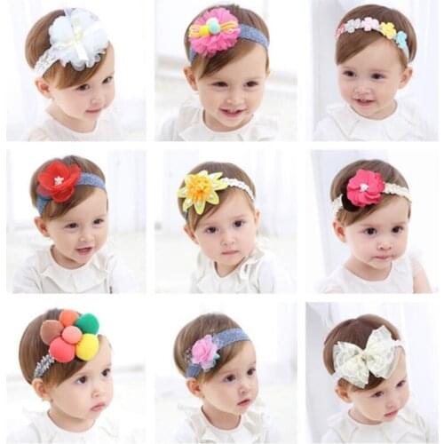 New cute baby girl lace flower hair band headwear accessories Korean version of toddler baby elastic lace flower fashion headban