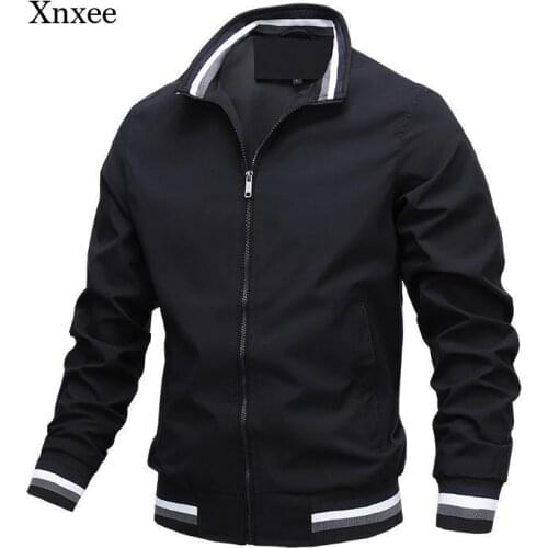 Autumn and Winter Mens Bomber Jacket Autumn Casual Slim Windproof Jacket New Fashion Stand-Up Collar Windbreaker