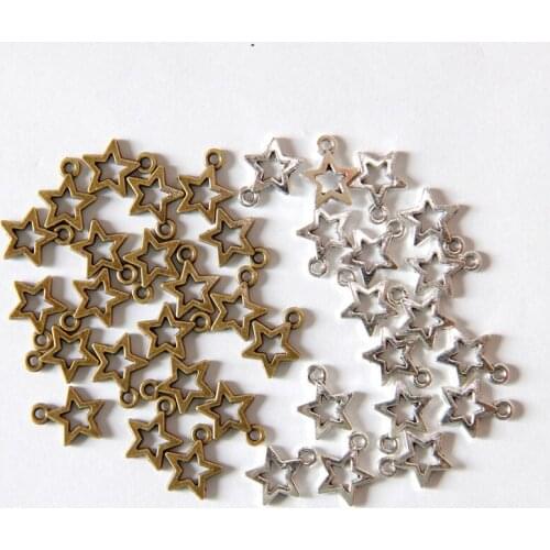 50pcs Antique Silver Plated and Bronze Plated Five-Pointed Star Style Handmade Charms Pendant DIY for Bracelet Necklace