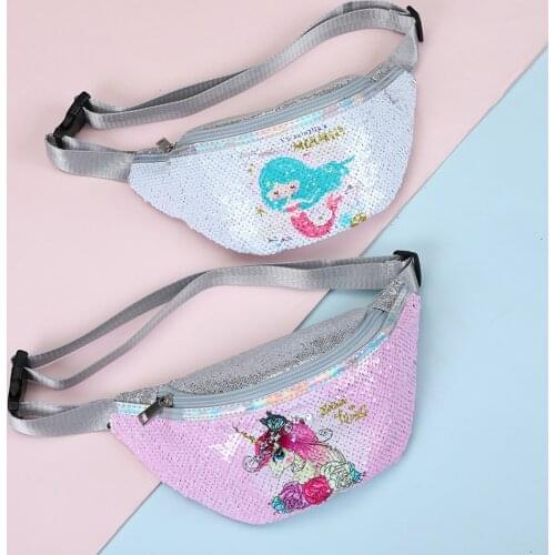 Casual Adjustable Waist Bag Cartoon Unicorn Sequins Fanny Pack ChildrenS Shoulder Belt Bags Kids Phone Pouch