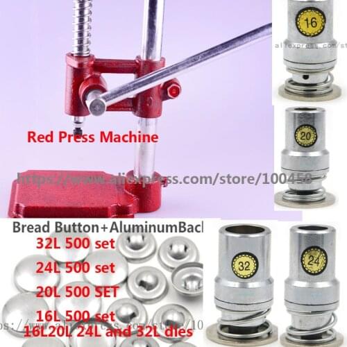 Fabric Covered Button Press Machine/Maker + 16L20L24L 32L Fabric Self Cover Button Dies Mold Tools +2000 Set Button