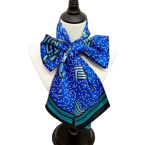 160cm Luxury Brand Design Steed Dots Twill Scarf Double-deck Women Scarf Tie Head Silk Scarves & Wraps Neckerchief For Ladies