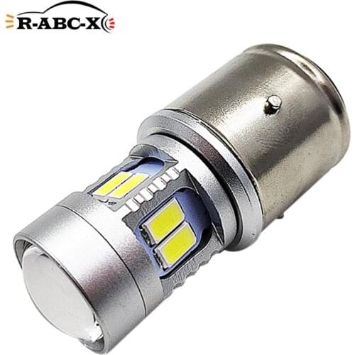 RUIANDSION 1Pcs 12 5730SMD BA21D Motorcycle Moped Scooter LED Headlight Bulb 10V-80V 6V-30V 12V 24V White 6000K High Low Beam