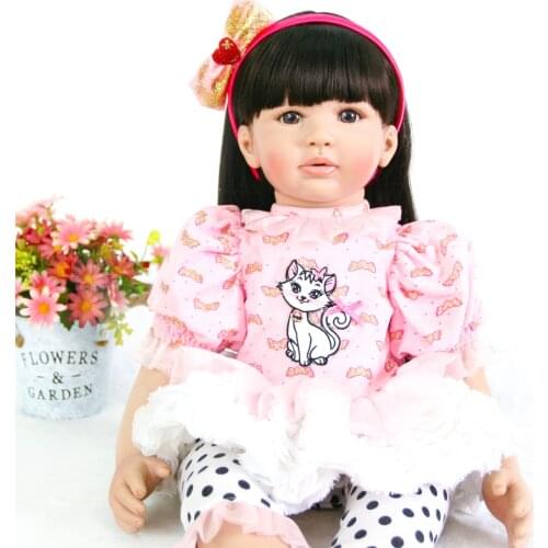 60cm Silicone Reborn Girl Baby Doll Toys Vinyl Bebe Princess Toddler reborn Dolls child Birthday Gift Limited Edition Doll