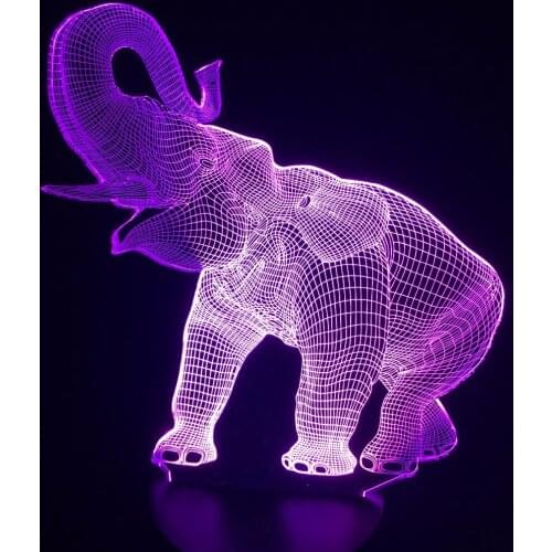 Amazing 3D Illusion LED Table Lamp Night Light with Animal Elephant Shape Touch 7 Colors Change Effect Drop Shipping Home Decor