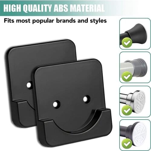2PCS Universal Shower Curtain Rod Mount Holder for Wall Adhesive Shower Rod Tension Retainer No Drilling Stick On Screw Fixation