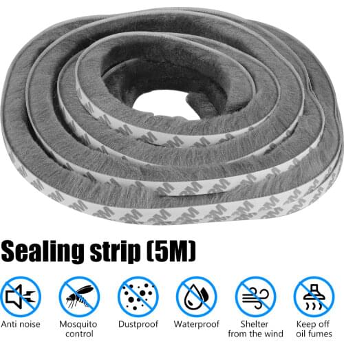 5m Weather Draught Excluder Brush Strip Window Door Seal Tape Self Adhesive Door Sealing Strip Brush Sliding Window Frame