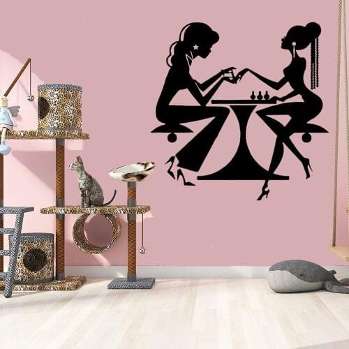 Vinyl Wall Decals Beauty Salon Nail Manicure Wall Sticker Hair Nail Salon Decor Vinyl Nail Beauty Shop Window Wall Mural WL342