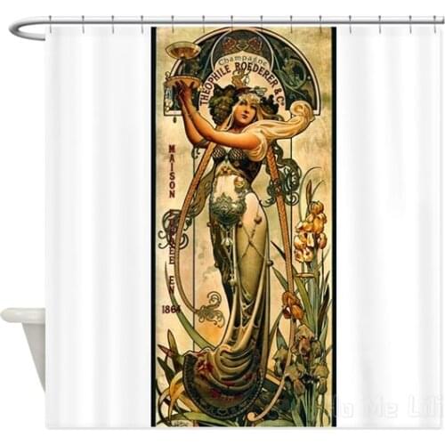 Art Nouveau Decoration Waterproof Fabric Shower Curtain Bathroom Accessories