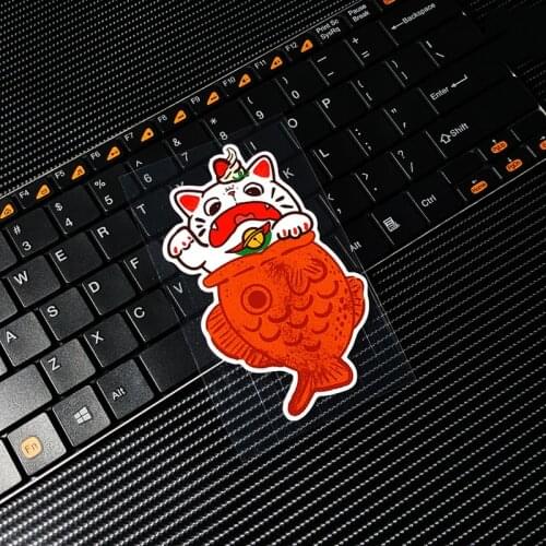 G133 7.2x12cm Japanese Lucky Cat Charm Cartoon Fish Motorcycle Bicycle Waterproof Car Window Reflective Sticker and Decals