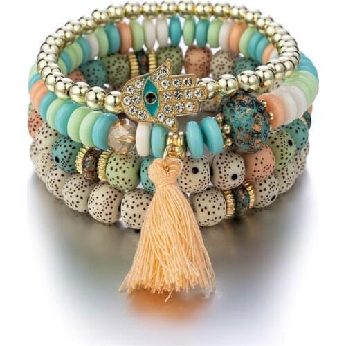 ZOSHI Bohemian Ethnic Women Bracelet Fashion Jewelry Tassel Beaded Bracelet Bangles Summer Vacation Jewelry Gift