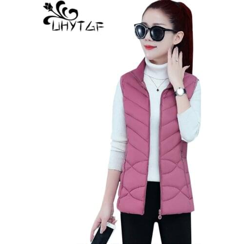 UHYTGF Vests for women Elegant Student Down jacket Autumn winter Wiastcoat coat Solid color wild Loose Short Plus size Vest 1806