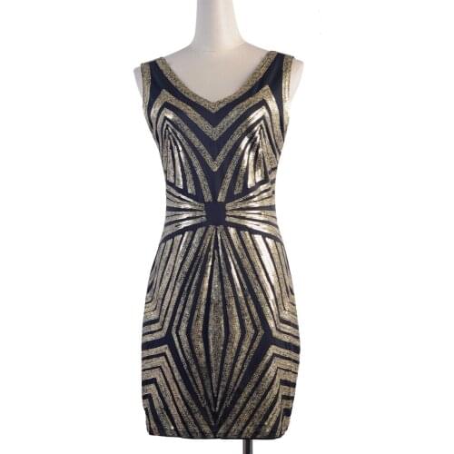 Gold Vintage Women 1920s Great Gatsby Dress 20s Flapper Dresses Sexy Sequins Party Dresses Cocktail Party Blue Art Deco V-neck