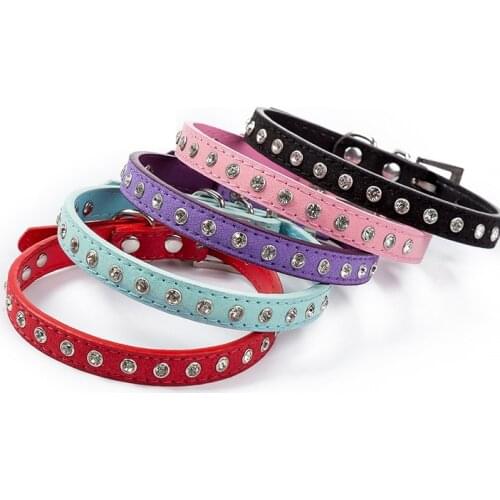 1PCs Small Dog Collar Crystal Hot Bling Rhinestone Pu Leather Puppy Cat Collars Necklace Neck Strap Personality Pet Products