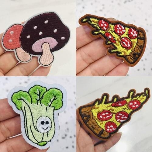 1PCS Vegetables Embroidery Iron On Applique Sewing Supplies Fabric Sticker For DIY Apparel Clothes Decor Food Pizza Patch