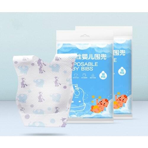 10PCS Outing Portable Adjustable Disposable Baby Saliva Towel Bib Childrens Non-woven Waterproof and Dirty-proof Baby Bib