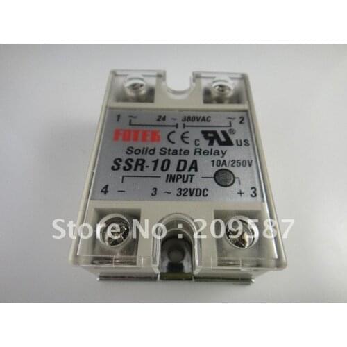 10pcs Solid State Relay SSR-10DA 10A 3-32VDC/24-380VAC