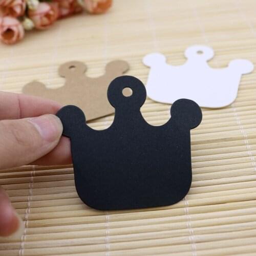 100Pcs 6*5.5cm DIY Kraft Paper Tags Crown Label For Clothing Hang DIY Gift Christmas Wedding Party