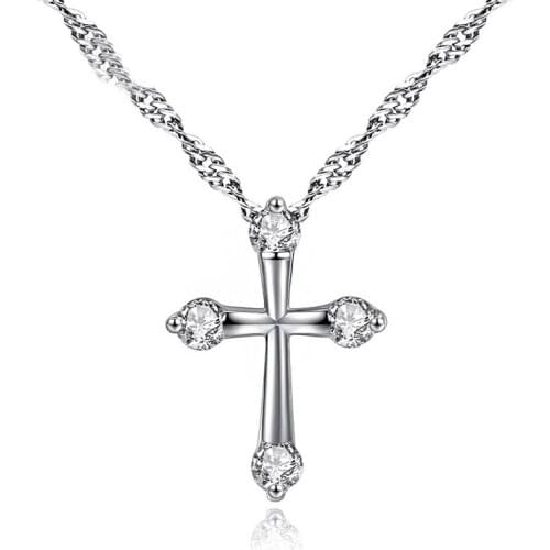Wholesale 12pcs Tiny Cross Pendant Chain Necklaces Zirconia Crystal Charm Necklaces Fashion Jewelry Party Gifts for Women Girls