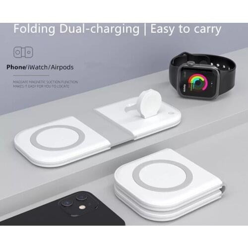 3 In 1 Wireless Charging Pad For iphone Airpods iWatch Duo Charger 15w Qi Fast Charging Duock Magnetic Wireless Charger
