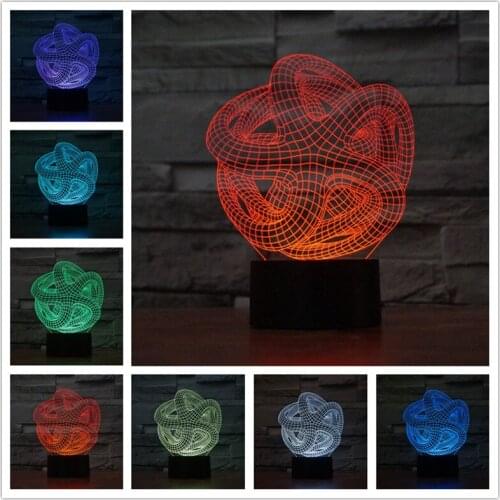 3d Lamp Abstract colorful visual 3 d stereo touch light LED colorful small night light lamp Usb Led Table Lamp