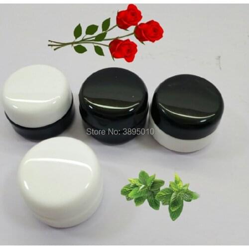 3g Mini white black cream jar cosmetic container plastic bottle makeup sample jar cosmetic packaging F823