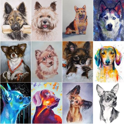 5D Diy Diamond Painting Animals Dog Cross Stitch Kit Full Square Drill Embroidery Mosaic Art Picture of Rhinestones Decor Gift