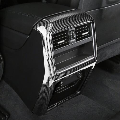 Car Carbon Fiber Color Rear Air Conditioning Vent Frame Decoration Sticker Trim For Porsche Cayenne 2018-19 Interior Molding