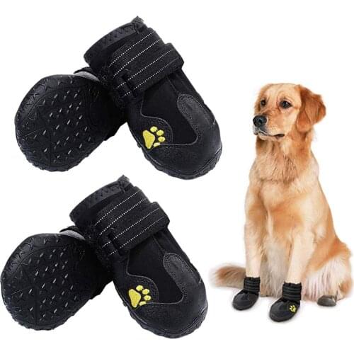 Dog Snow Boots and 2 adjustable reflective buckle straps Waterproof Nonslip Dog Shoes Washable Dog Booties #WO