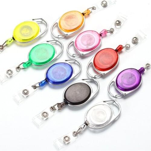 Colorful Retractable Pull Key Ring Id Badge Lanyard Name Tag Card Holder Badge Clip Plastic Keychain Office Accessories