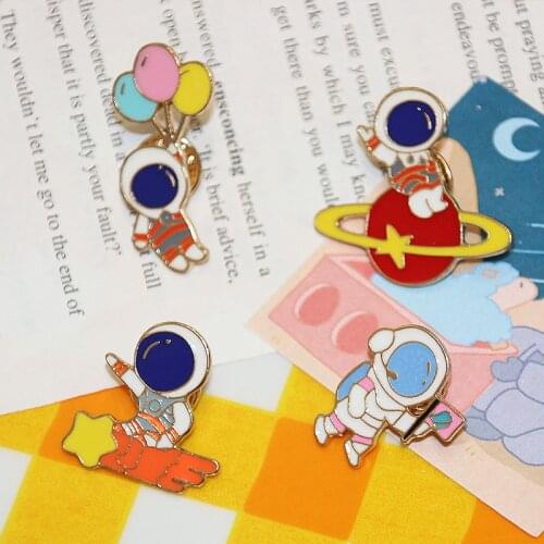 1 design metal cartoon color animation pin color lovely astronaut combination pin brooch womens Lapel Pin Badge js19