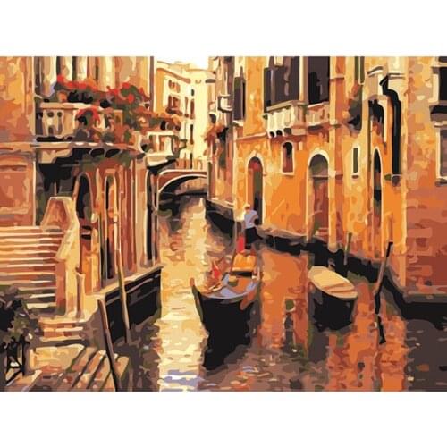 DIY Digital Painting By Numbers red venice oil painting mural Kits Coloring Wall Art Picture Gift frameless