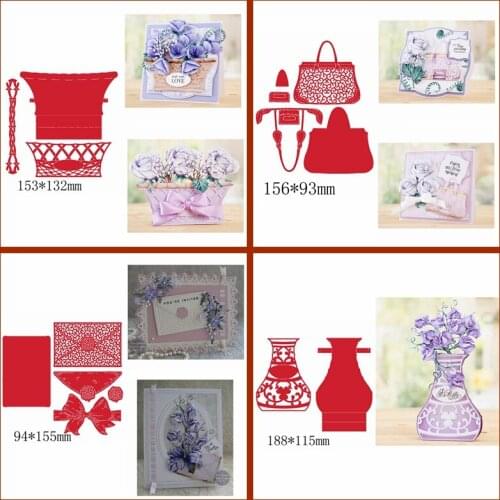 Flower Basket Bag Envelope Letter Bow-knot Vase Lace Metal Cutting Dies DIY Template Handmade Cards Scrapbook Craft Hot Selling