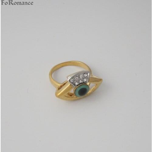 FoRomance / YELLOW GOLD OVERLAY GP Santa Lucia EYE/ EVIL EYE PROTECTION FROM EVIL THINGS RING AVAILABLE SIZE 7 8 9