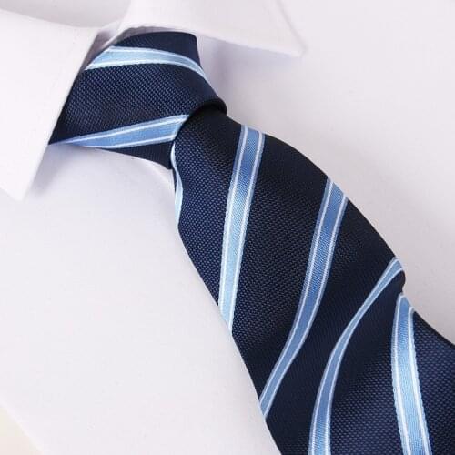 8cm Polyester Jacquard Silk Tie for Men Fashion Arrow Type Casual Wear Mens Wedding Presided Striped Blue Black Ties