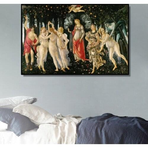 Famous Painting Spring by Sandro Botticelli, Wall Art Canvas Painting Print on Canvas Art Poster Decor Picture for Living Room