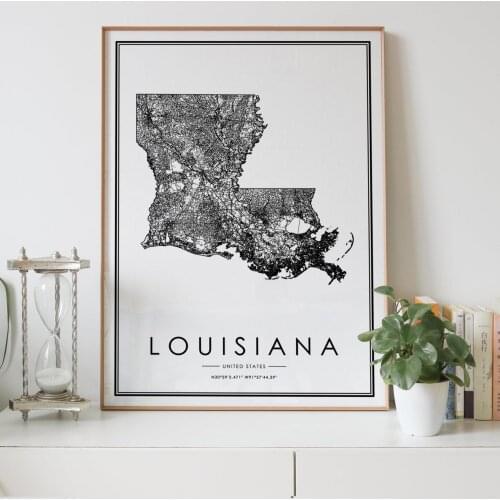 LOUISIANA state Road map Nordic Living Room Decoration Canvas Poster Modern Home Decor Art Print Painting