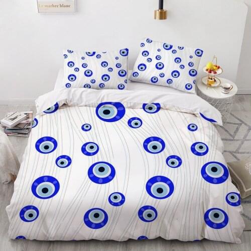 3D Evil Eye Bedding Set Design Duvet Cover Sets Blue Bed Linen White Bedclothes KingFull Twin Bed Set Queen Size Drop Ship