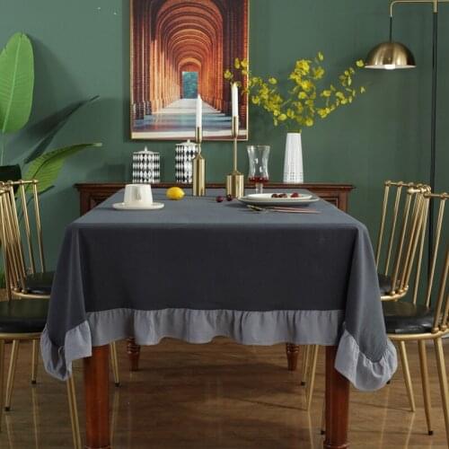 Lace Tablecloth Ruffled Solid Color Table Cloth Dustproof Round Table Cloth Retro Shooting Background Cloth Wedding Decor