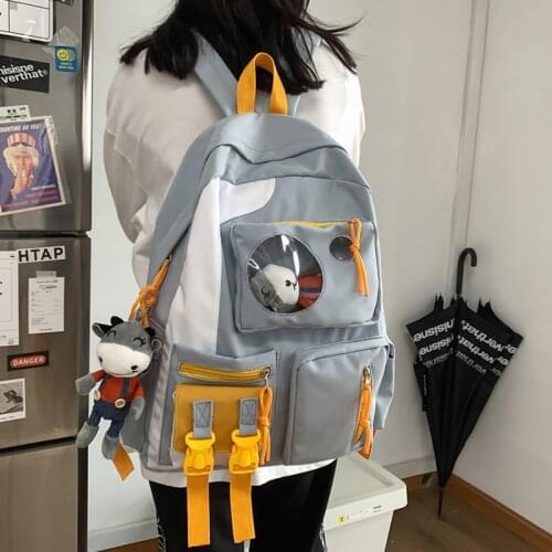 Cute Panelled School Bag Harajuku Men Women Backpack Student Girl School Backpacks Female Large Capacity Japanese Mochilas 2021