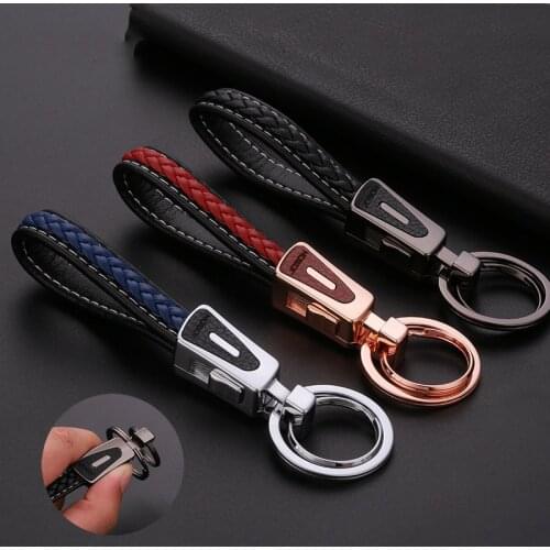 Fashion Braided Key Chain Leather Rope Keychain Metal Double Keyring Auto Ring DIY Pendant Car Keyring Accessories for Men Women