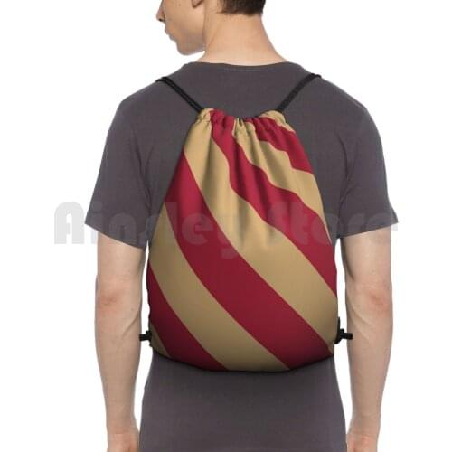 Boston Massachusetts Gold & Team Color Stripes Backpack Drawstring Bags Gym Bag Waterproof School University Sports Team