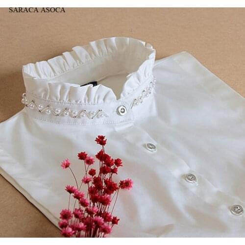 New Solid Shirt Fake Collar White Blouse Vintage Detachable Collars Women Men Clothes Accessories