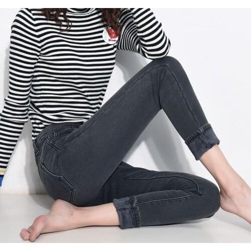 New Winter Velvet Warm Jeans Women 2019 High Waist Casual Ladies Trousers Female Pantalon Denim Jeans Pencil Pants Plus size