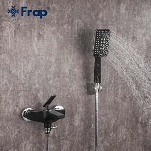 Frap New Black Brass Bathroom Shower set Wall Mounted Shower Faucet bath bathtub water mixer tap hot and cold water F3257