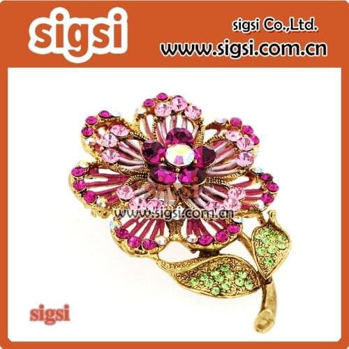 Charming crystal rhinestone flower brooch for sales