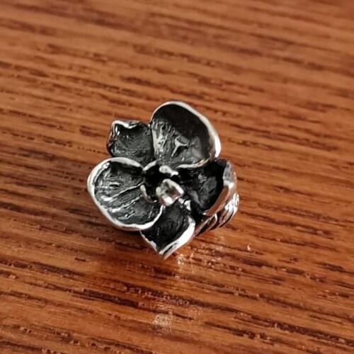 Mistletoe 925 Sterling Silver Phalaenopsis Flower Charm Bead European Jewelry