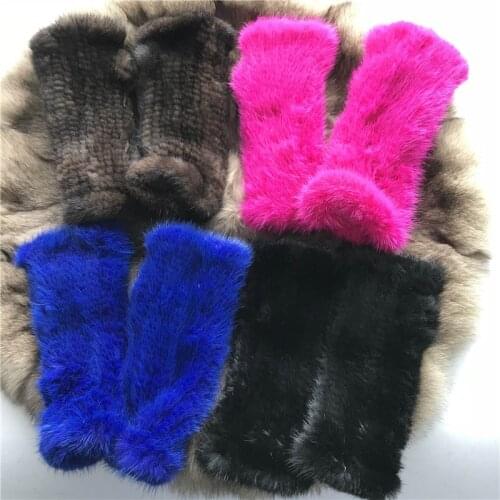Magicfur-1 PCS Real Mink Fur Fingerless Gloves Mittens Warm Gloves Mittens Real Fur Womens Glove